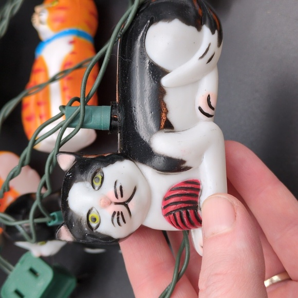 Vintage Cat String Lights - Black, White, Orange Tuxedo Cat - Picture 3 of 7